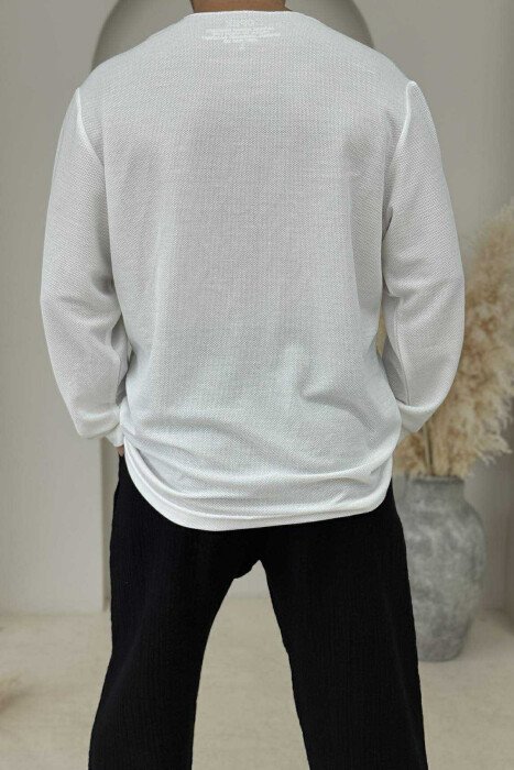 SINGLE POCKET DETAIL ONE COLOR MEN SHIRT WHITE-E BARDHE - 3