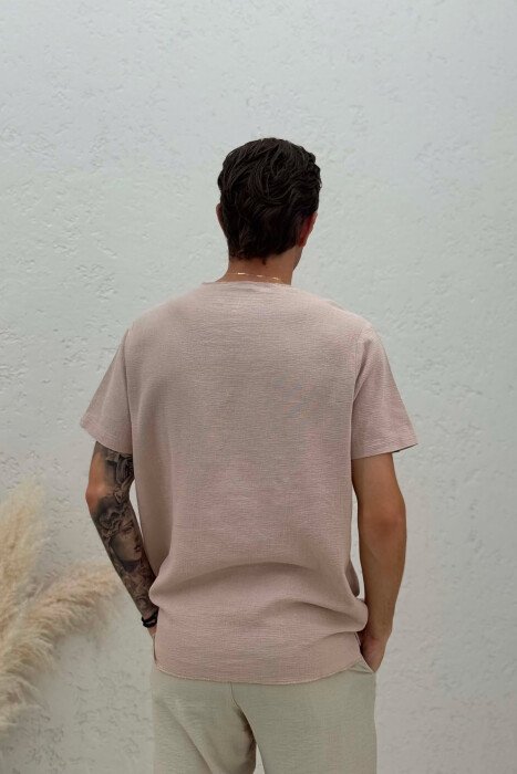 SINGLE POCKET DETAILS MEN T-SHIRT BEIGE/BEZHE - 2