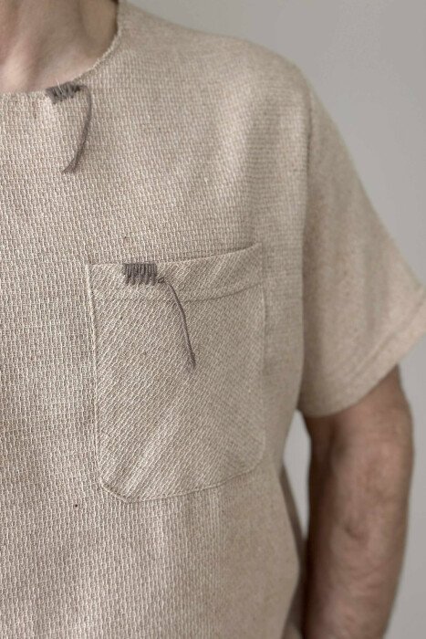 SINGLE POCKET DETAILS MEN T-SHIRT BEIGE/BEZHE - 3