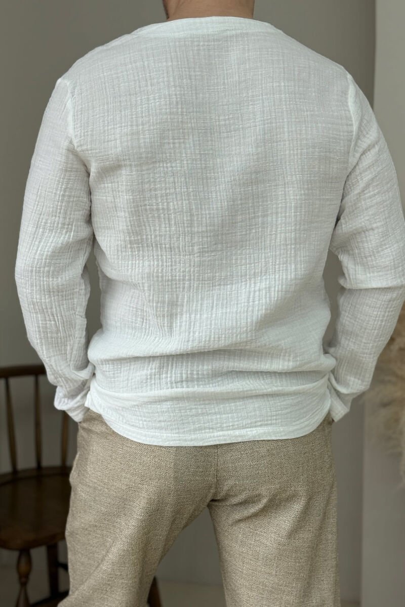SINGLE POCKET ONE COLOR MEN SHIRT WHITE-E BARDHE - 2