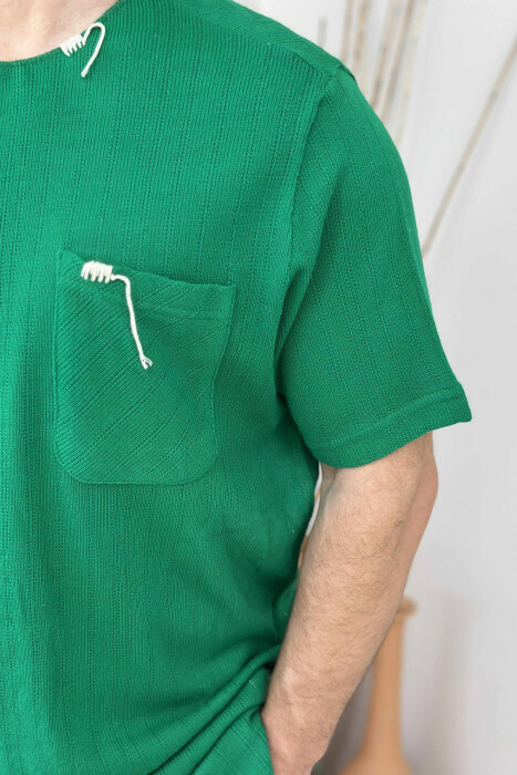 SINGLE POCKET ONE COLOR MEN T-SHIRT GREEN/JESHILE - 3