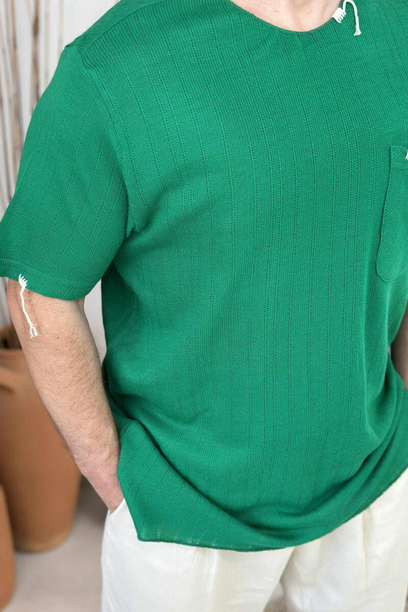 SINGLE POCKET ONE COLOR MEN T-SHIRT GREEN/JESHILE - 4