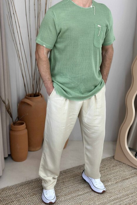 SINGLE POCKET ONE COLOR MEN T-SHIRT MINT/MENTE - 