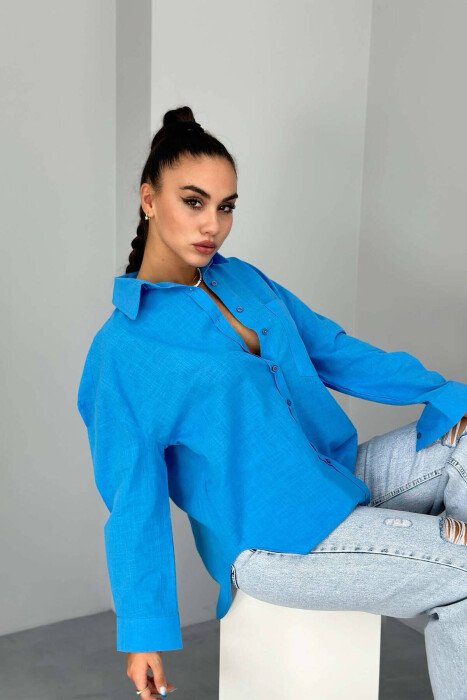 SINGLE POCKET ONE COLOR WOMEN SHIRT LIGHTBLUE/BZ - 2