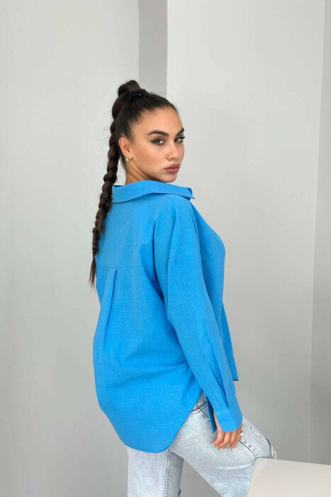 SINGLE POCKET ONE COLOR WOMEN SHIRT LIGHTBLUE/BZ - 3