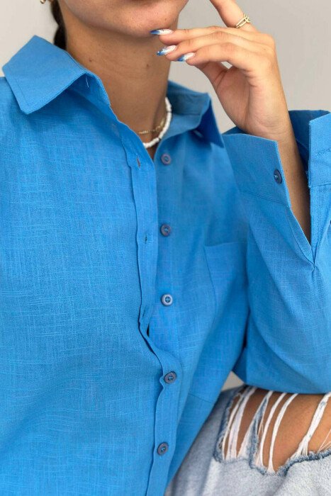 SINGLE POCKET ONE COLOR WOMEN SHIRT LIGHTBLUE/BZ - 4