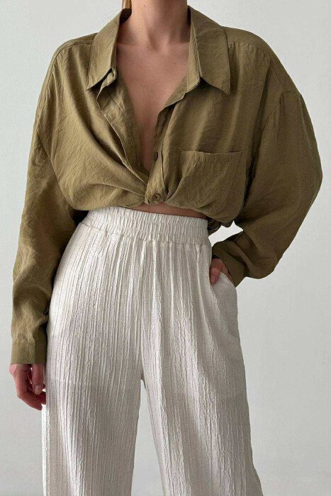 SINGLE POCKET ONE COLOR WOMEN SHIRT OLIVE/ULLI 