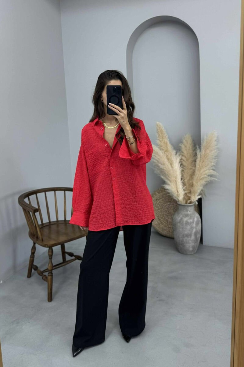 SINGLE POCKET ONE COLOR WOMEN SHIRT RED/E KUQE - 1