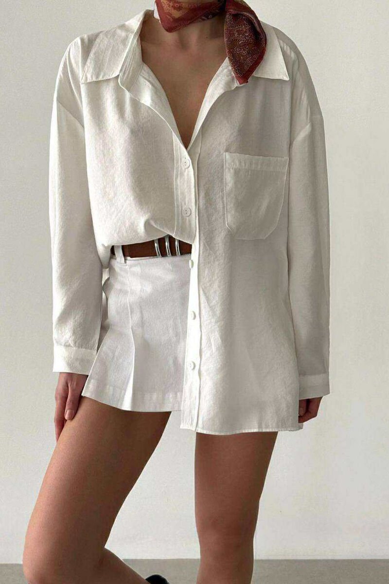 SINGLE POCKET ONE COLOR WOMEN SHIRT WHITE-E BARDHE - 1