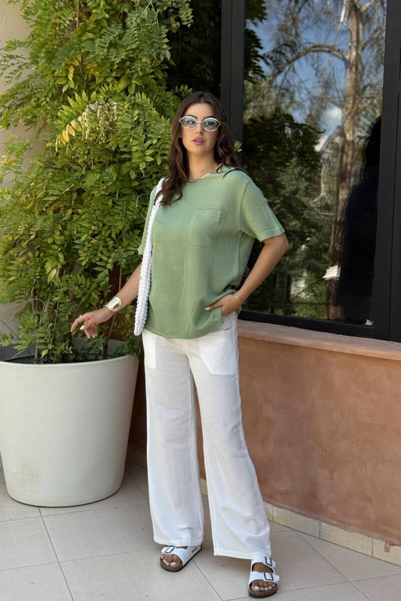 SINGLE POCKET ONE COLOR WOMEN T-SHIRT MINT/MENTE - 5