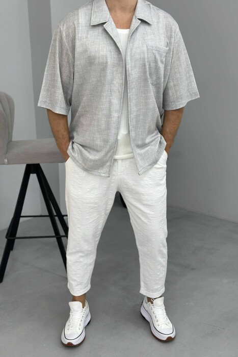 SINGLE POCKET SHORT SLEEVES MEN SHIRT LIGHT GREY/GZ - 1