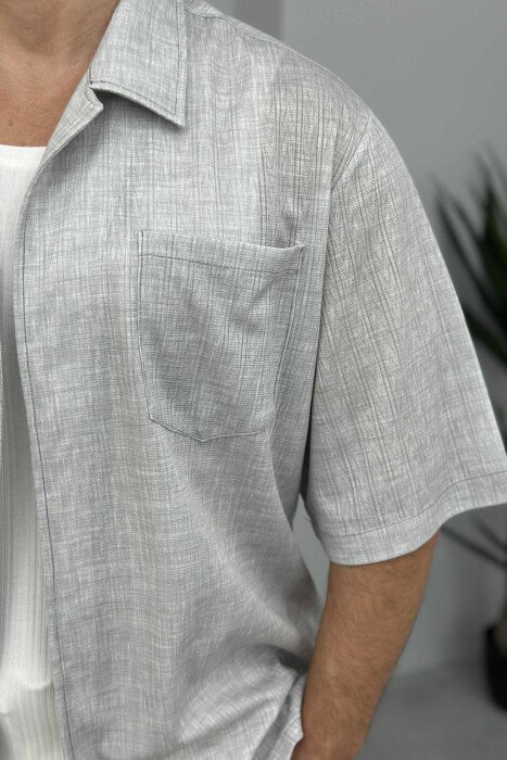 SINGLE POCKET SHORT SLEEVES MEN SHIRT LIGHT GREY/GZ - 4