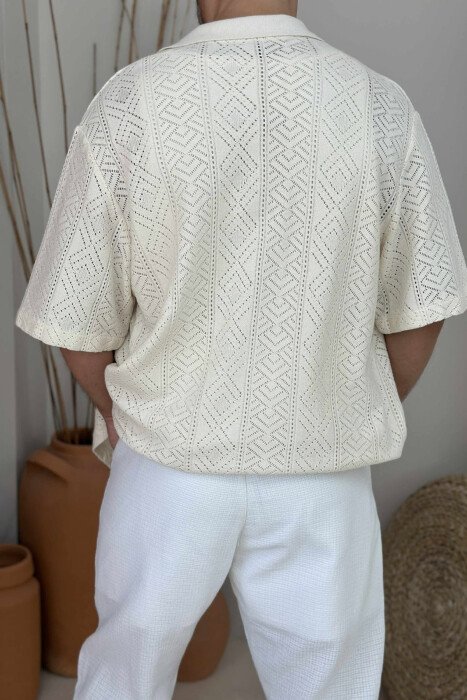 SINGLE POCKET SIMPLE MEN SHIRT CREAM/KREM - 4