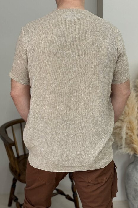 SINGLE POCKET SIMPLE MEN T-SHIRT BEIGE/BEZHE - 2
