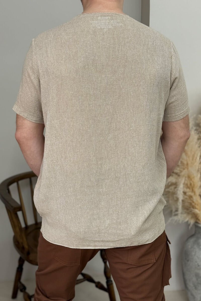 SINGLE POCKET SIMPLE MEN T-SHIRT BEIGE/BEZHE - 2