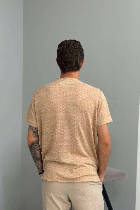SINGLE POCKET SIMPLE MEN T-SHIRT BEIGE/BEZHE - 2