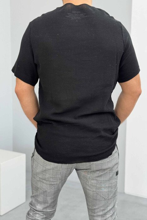 SINGLE POCKET SIMPLE MEN T-SHIRT BLACK/ E ZEZE - 2