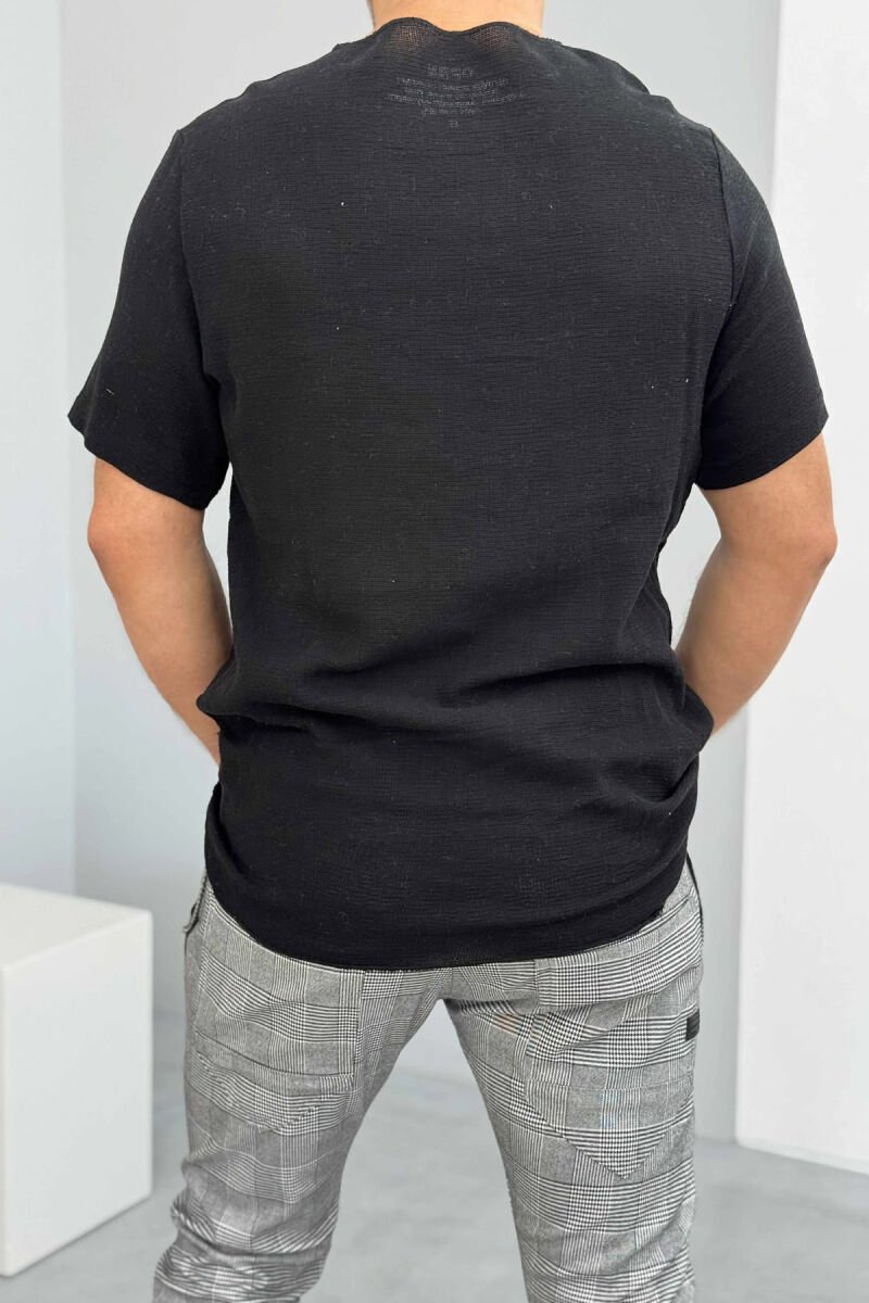 SINGLE POCKET SIMPLE MEN T-SHIRT BLACK/ E ZEZE - 2