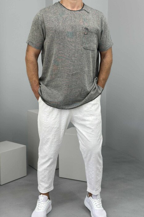 SINGLE POCKET SIMPLE MEN T-SHIRT GREY/GRI - 2