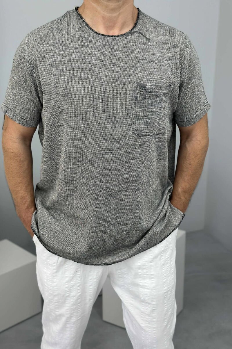 SINGLE POCKET SIMPLE MEN T-SHIRT GREY/GRI - 1