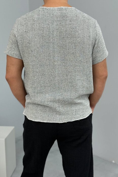 SINGLE POCKET SIMPLE MEN T-SHIRT LIGHT GREY/GZ - 3