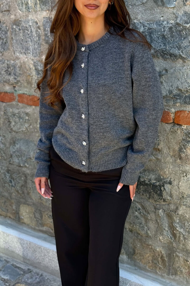 SIVER FLOWER BUTTONS WOMAN CARDIGAN GREY/GRI - 2