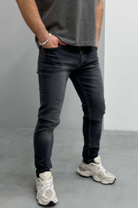 ELASTIC SKINNY ONE COLOR MEN JEANS DARK GREY/GEE - 3
