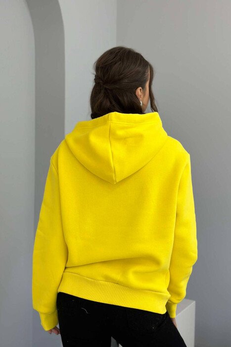 SKULL SMALL LOGO ONE COLOR WOMEN HOODIE YELLOW/E VERDHE - 5