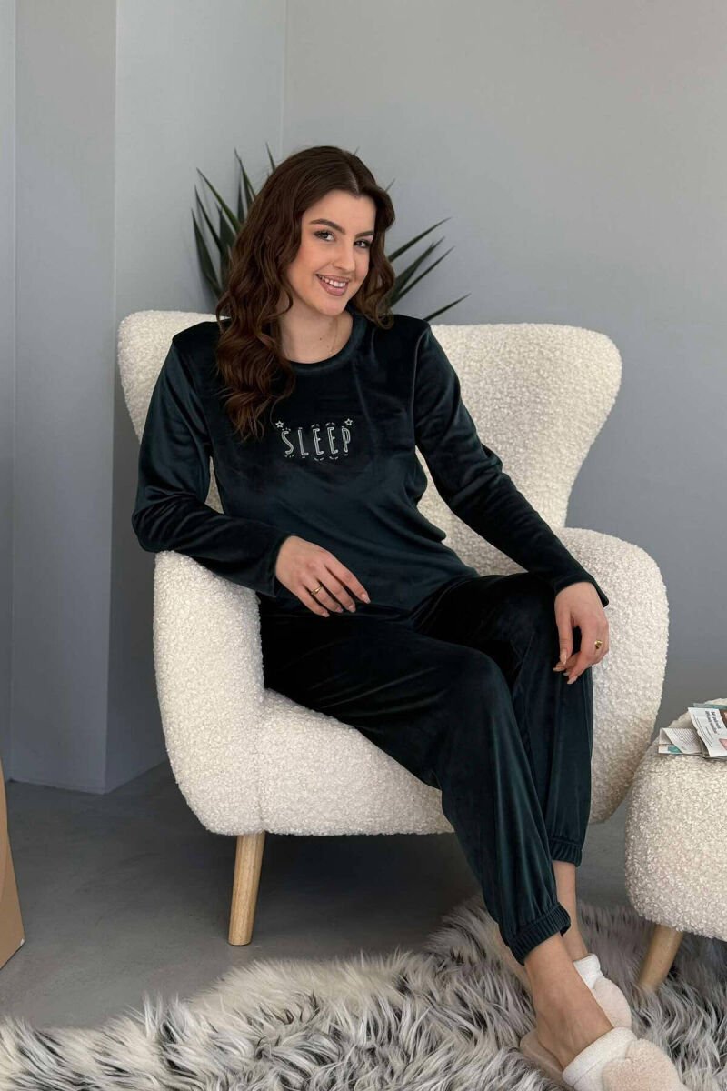 SLEEP WRITTING WOMEN PYJAMAS DARK GREEN/JEE - 3