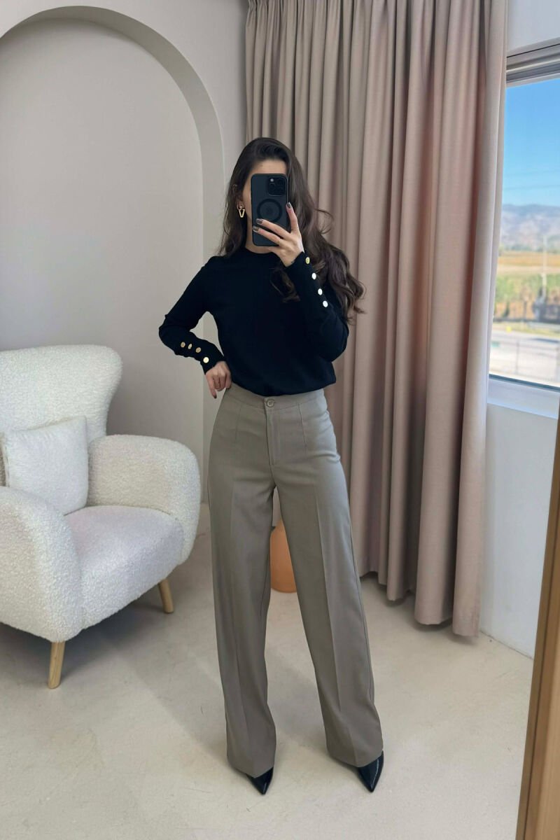 SLEEVE BUTTONS ONE COLOR WOMEN SWEATSHIRT BLACK/ E ZEZE - 1