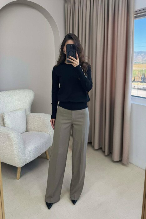 SLEEVE BUTTONS ONE COLOR WOMEN SWEATSHIRT BLACK/ E ZEZE - 2