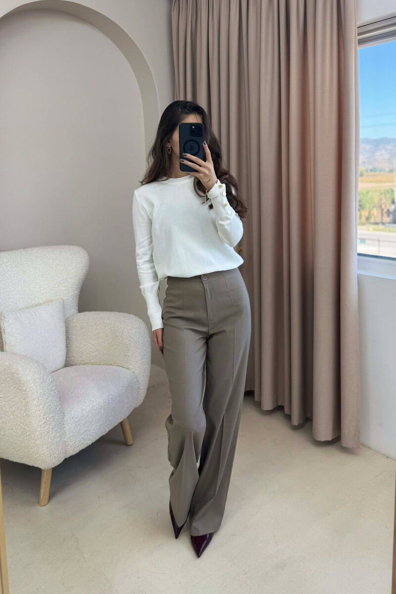 SLEEVE BUTTONS ONE COLOR WOMEN SWEATSHIRT WHITE-E BARDHE - 4