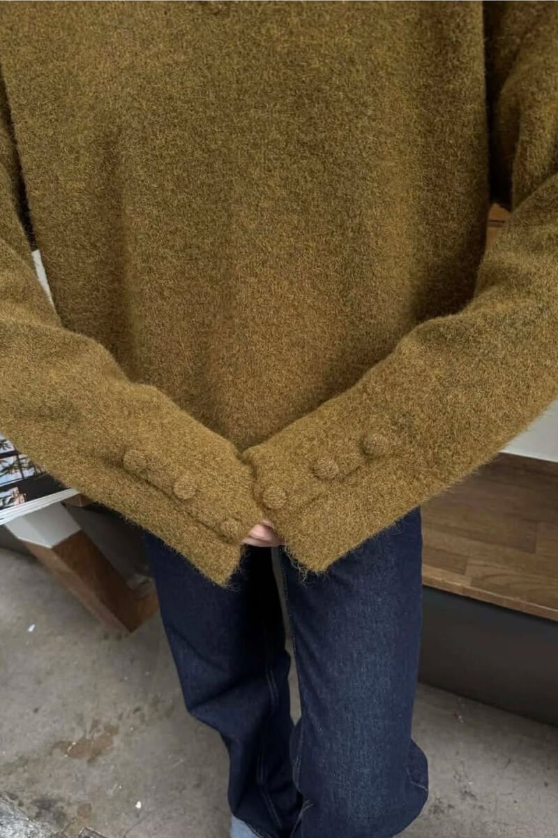 SLEEVE BUTTONS V NECK WOMEN SWEATER OLIVE/ULLI - 4