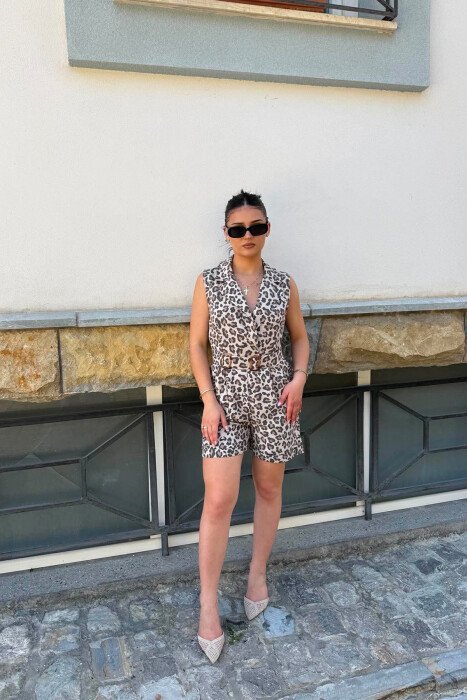 SLEEVELESS LEO DESIGN WOMEN JUMPSUIT LEO/LEOPARD - KLAUDIO FASHION