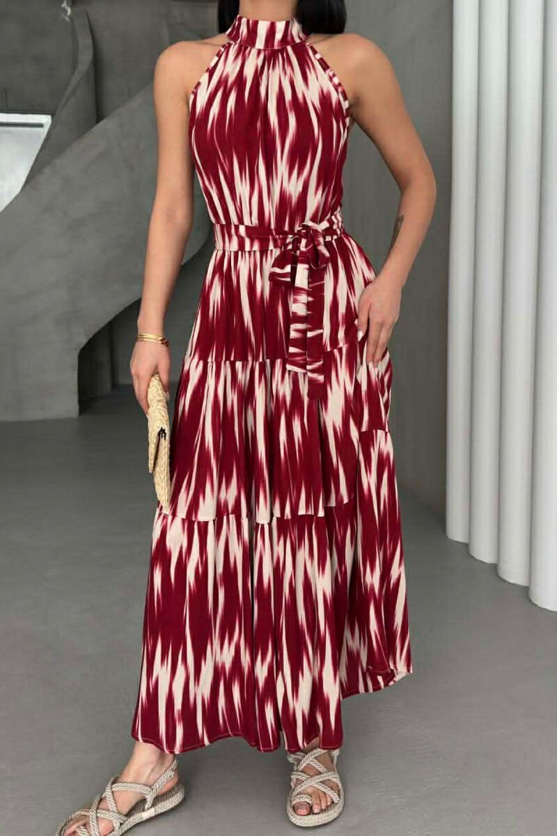 SLEEVELESS LONG WOMEN DRESS BURGUNDY/VISHNJE - 2