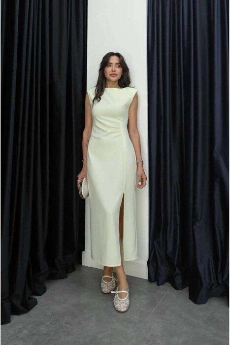 SLEEVELESS ONE COLOR WOMEN DRESS YELLOW/E VERDHE 