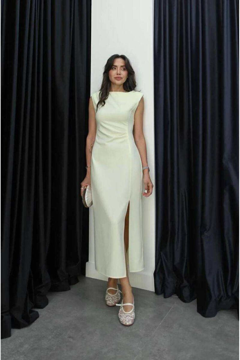 SLEEVELESS ONE COLOR WOMEN DRESS YELLOW/E VERDHE - 1
