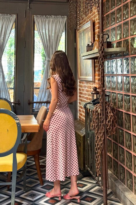 SLEEVELESS POLKA DOTS WOMAN DRESS BABY PINK/ROZB - 2