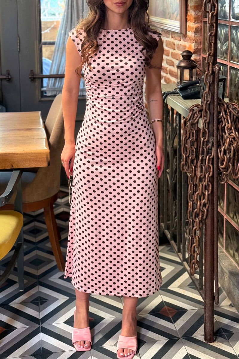 SLEEVELESS POLKA DOTS WOMAN DRESS BABY PINK/ROZB - 3