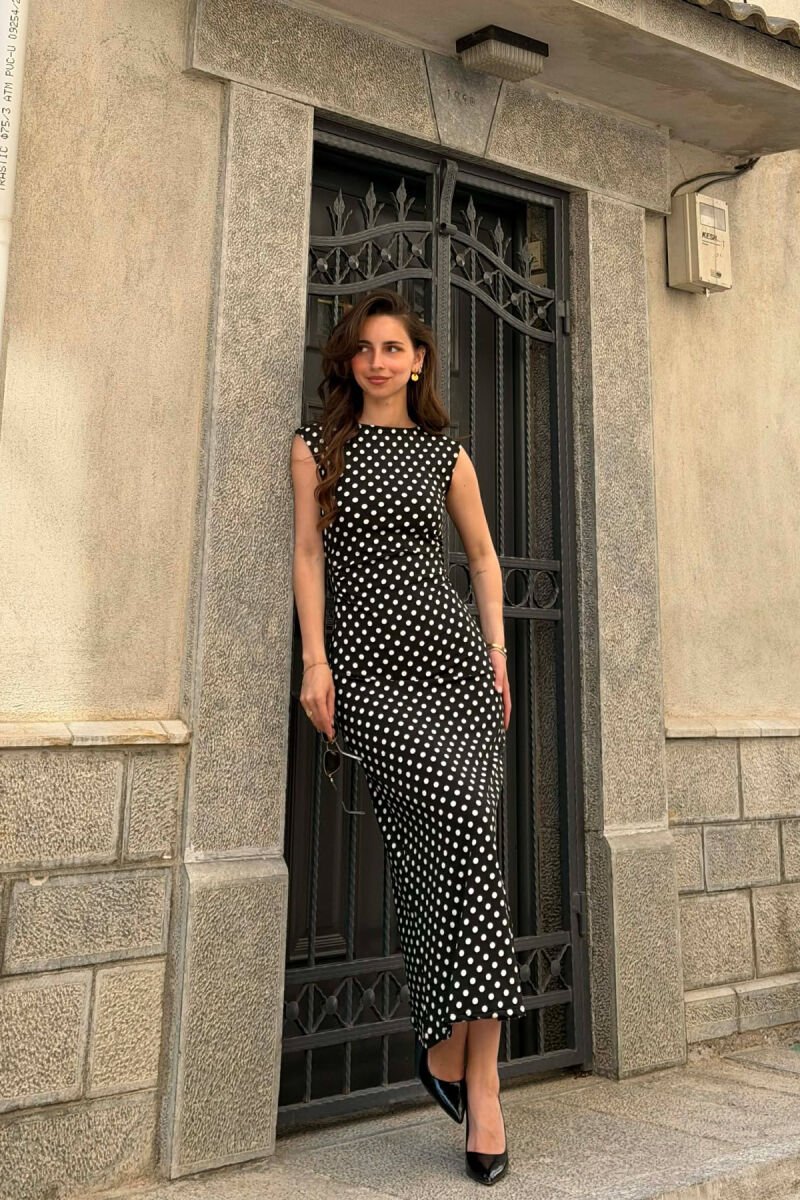 SLEEVELESS POLKA DOTS WOMAN DRESS BLACK/ E ZEZE - 1