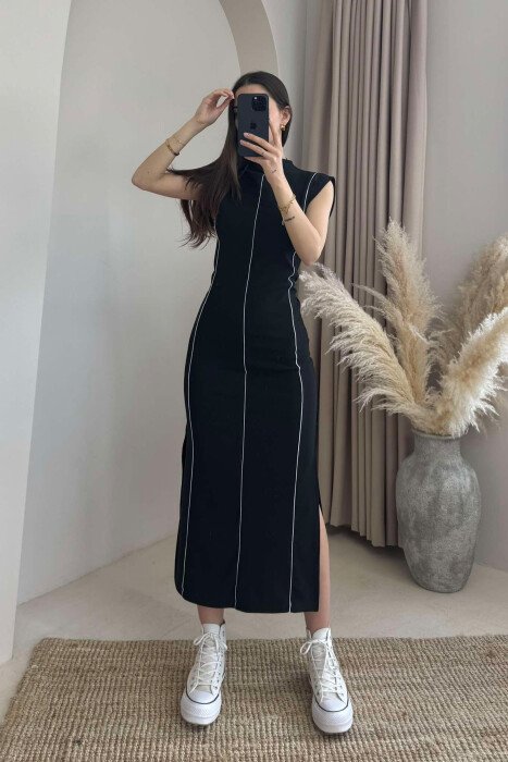 SLEEVELESS STRIPED LONG WOMEN DRESS BLACK/ E ZEZE - 2