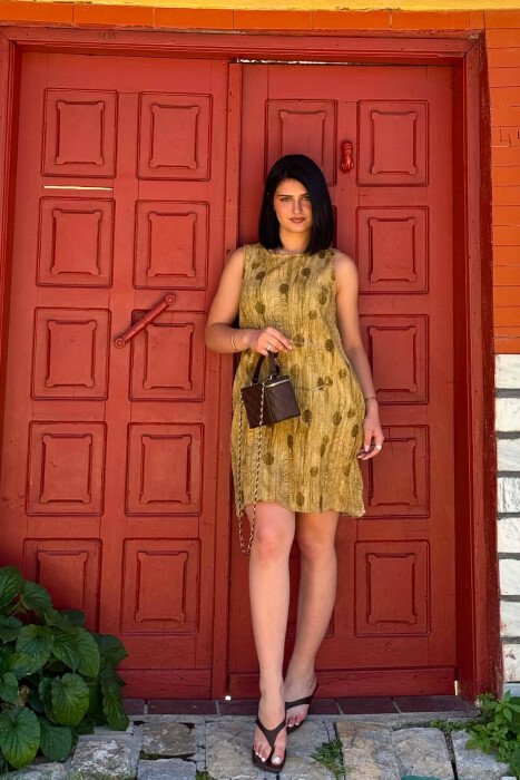 SLEEVELESS WOMAN DRESS MUSTARD/MUSTARDE 