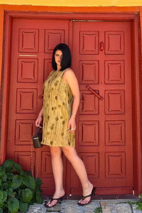 SLEEVELESS WOMAN DRESS MUSTARD/MUSTARDE - 4