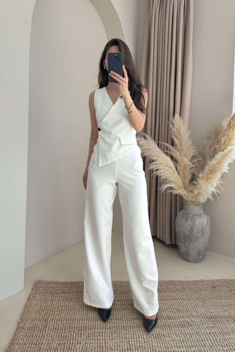 SLEVEELESS ONE COLOR WOMEN JUMPSUIT WHITE-E BARDHE - 1