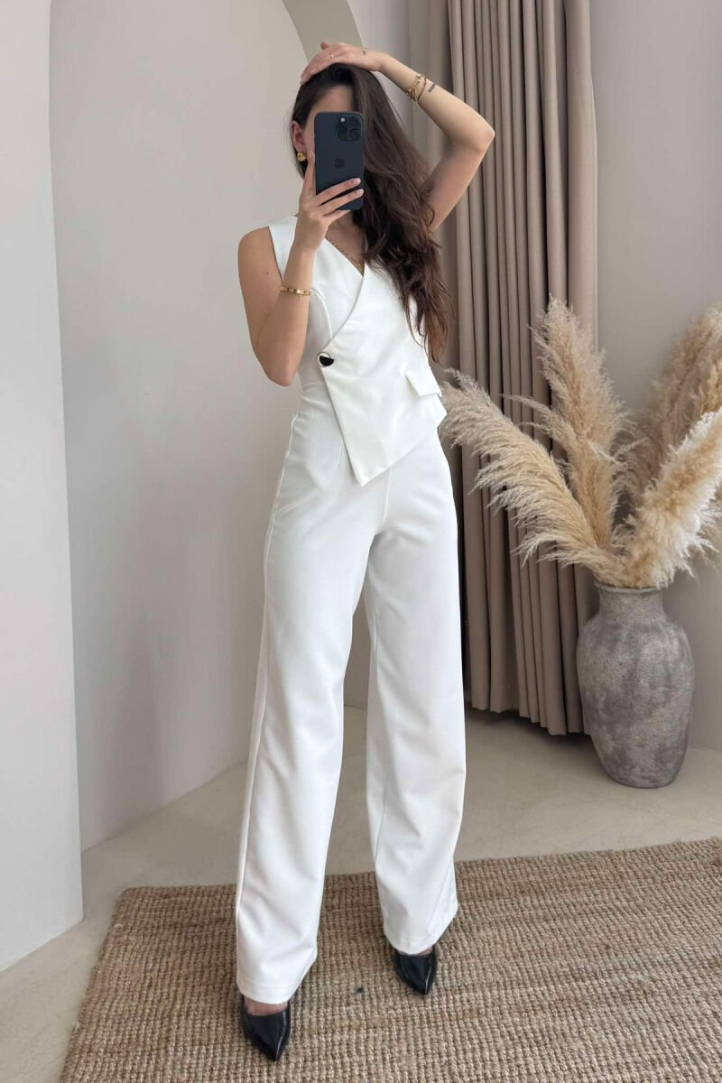 SLEVEELESS ONE COLOR WOMEN JUMPSUIT WHITE-E BARDHE - 2