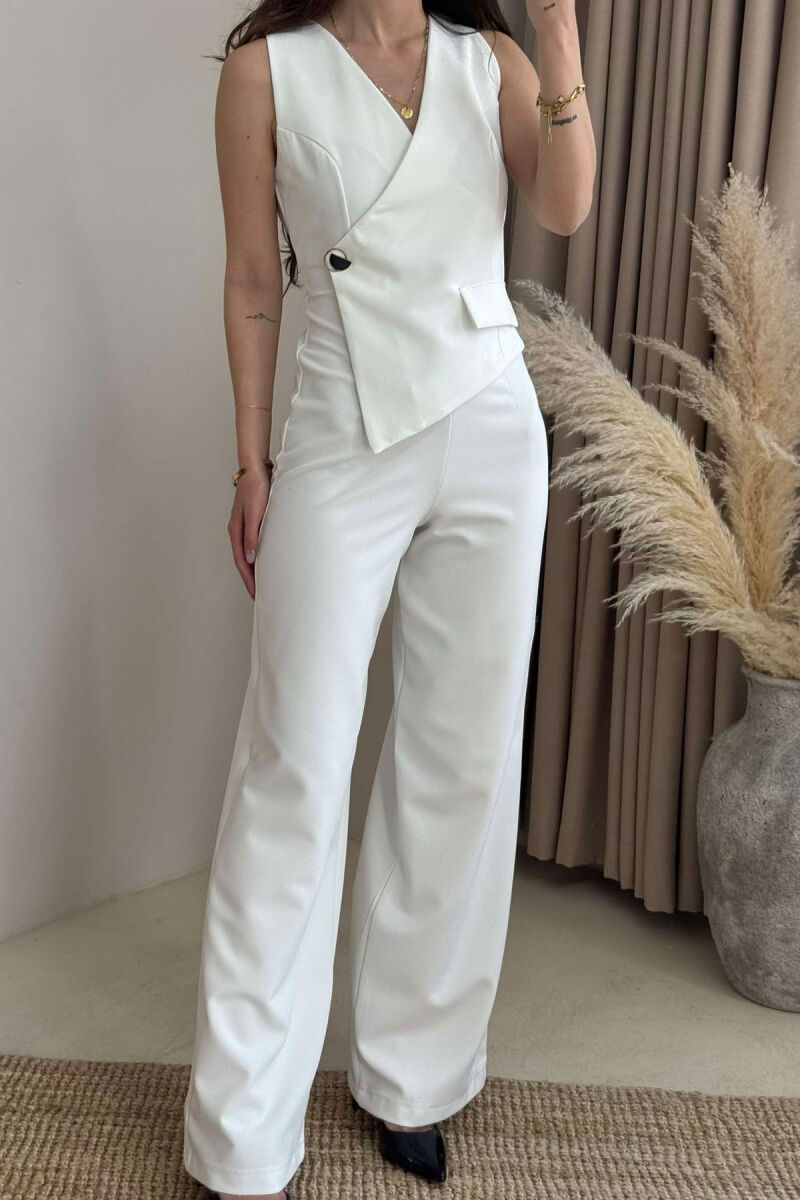 SLEVEELESS ONE COLOR WOMEN JUMPSUIT WHITE-E BARDHE - 3