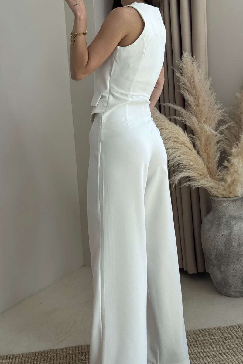 SLEVEELESS ONE COLOR WOMEN JUMPSUIT WHITE-E BARDHE - 5