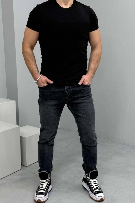 SLIM FIT ELASTIC MEN JEANS DARK GREY/GEE - 1