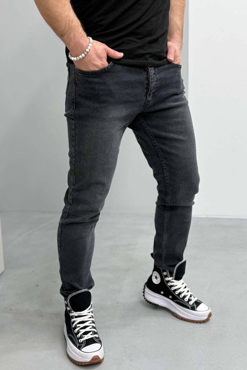 SLIM FIT ELASTIC MEN JEANS DARK GREY/GEE - 3