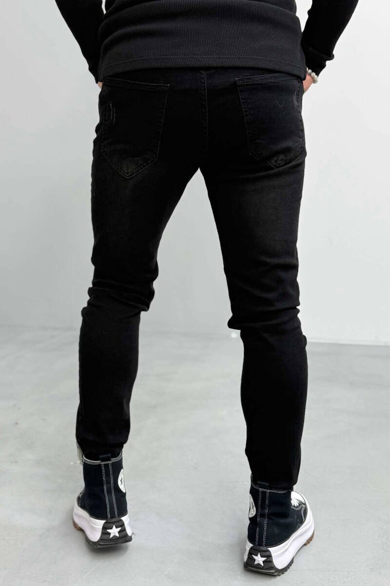 SLIM FIT ONE COLOR MEN JEANS BLACK/ E ZEZE - 3